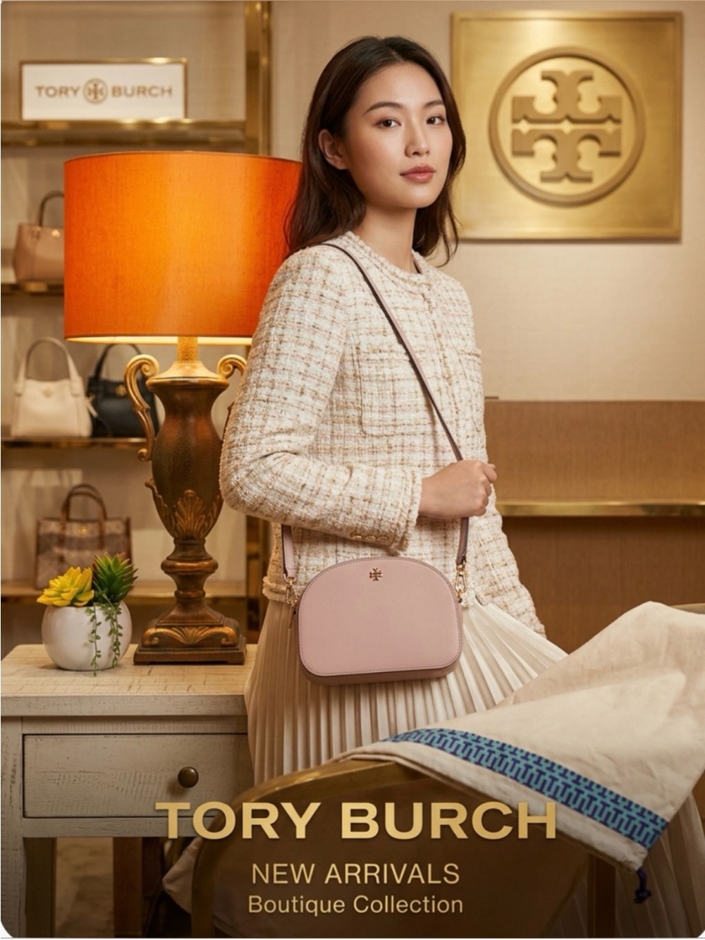 NWOT ~ Authentic Tory Burch Pale Pink Leather Crossbody